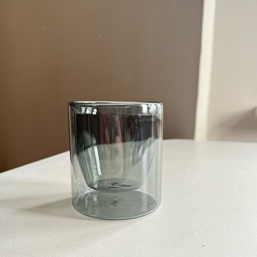 Smoky Grey Double-Walled Glass Tumbler